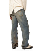 Blue denim straight-leg jeans with rips -  | Dolce &amp; Gabbana