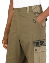 Stretch cotton cargo pants with patch embellishment -  | Dolce & Gabbana