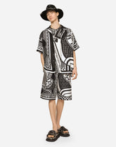 Silk twill jogging shorts with bandanna print -  | Dolce &amp; Gabbana