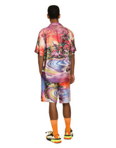 Silk twill jogging shorts with Hawaiian print -  | Dolce &amp; Gabbana