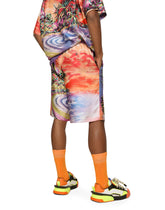 Silk twill jogging shorts with Hawaiian print -  | Dolce &amp; Gabbana