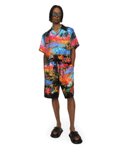 Silk twill jogging shorts with Hawaiian print -  | Dolce & Gabbana