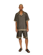Silk twill jogging shorts with DG logo print -  | Dolce &amp; Gabbana