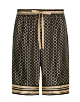 Silk twill jogging shorts with DG logo print -  | Dolce &amp; Gabbana