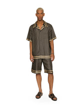 Silk twill jogging shorts with DG logo print -  | Dolce &amp; Gabbana