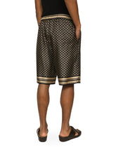 Silk twill jogging shorts with DG logo print -  | Dolce &amp; Gabbana