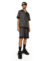 Silk twill jogging shorts with logo print -  | Dolce & Gabbana