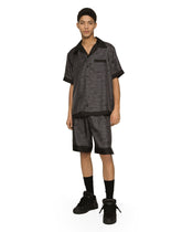 Silk twill jogging shorts with logo print -  | Dolce & Gabbana