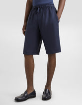 Linen shorts with DG logo embroidery -  | Dolce &amp; Gabbana