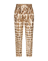Coin print silk twill jogging pants -  | Dolce & Gabbana