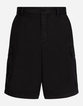 Stretch cotton cargo pants with brand plate -  | Dolce &amp; Gabbana