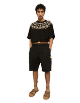 Stretch cotton cargo pants with brand plate -  | Dolce &amp; Gabbana