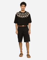Stretch cotton cargo pants with brand plate -  | Dolce &amp; Gabbana