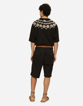 Stretch cotton cargo pants with brand plate -  | Dolce &amp; Gabbana