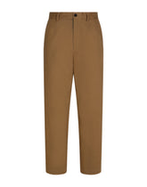 Stretch drill pants with logo label -  | Dolce &amp; Gabbana