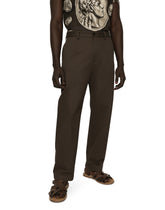 Stretch drill pants with logo label -  | Dolce & Gabbana
