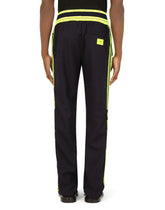 Checked wool jogging pants with branded plate -  | Dolce & Gabbana