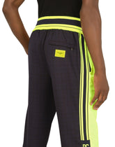 Checked wool jogging pants with branded plate -  | Dolce & Gabbana