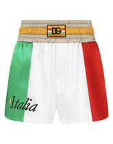Satin shorts with DG patch -  | Dolce & Gabbana
