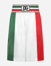 Satin shorts with DG patch -  | Dolce & Gabbana