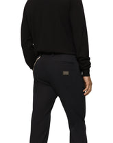 Stretch cotton pants with branded tag -  | Dolce &amp; Gabbana