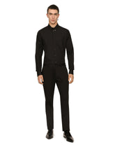 Stretch cotton pants with branded tag -  | Dolce &amp; Gabbana