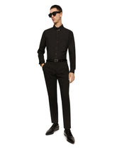 Stretch cotton pants with branded tag -  | Dolce &amp; Gabbana
