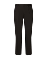Stretch cotton pants with branded tag -  | Dolce &amp; Gabbana