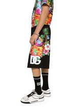 Jersey jogging shorts with Hawaiian DG logo -  | Dolce & Gabbana