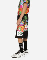 Jersey jogging shorts with Hawaiian DG logo -  | Dolce & Gabbana