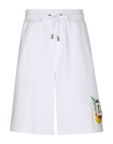 Jersey jogging shorts with Hawaiian DG embroidery -  | Dolce & Gabbana
