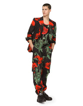 Cotton cargo pants with poppy print -  | Dolce & Gabbana