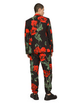Cotton cargo pants with poppy print -  | Dolce & Gabbana