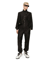 Technical silk jogging pants with heraldic embroidery -  | Dolce & Gabbana