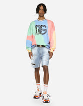 Light blue denim shorts with DG patch -  | Dolce & Gabbana