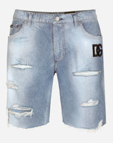 Light blue denim shorts with DG patch -  | Dolce & Gabbana