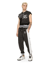 Striped jersey jogging pants with DG patch -  | Dolce &amp; Gabbana