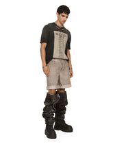 Garment-dyed cotton shorts with logo tag -  | Dolce & Gabbana