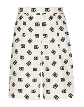 Cotton poplin shorts with DG Monogram print -  | Dolce & Gabbana