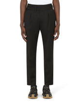Stretch wool pants with belt -  | Dolce &amp; Gabbana