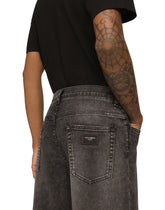 Gray wash stretch denim shorts -  | Dolce &amp; Gabbana