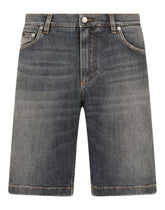 Stretch light blue wash denim shorts -  | Dolce &amp; Gabbana