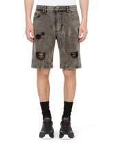 Gray slim-fit stretch jeans with rips -  | Dolce &amp; Gabbana