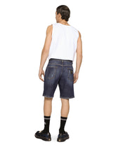 Blue denim shorts with rips and embroidery -  | Dolce & Gabbana