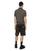 Stretch denim shorts with marble effect -  | Dolce & Gabbana