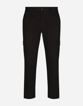 Stretch cotton cargo pants with branded tag -  | Dolce &amp; Gabbana