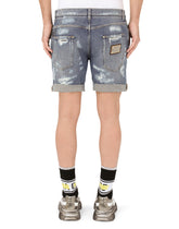 Stretch denim shorts with rips -  | Dolce & Gabbana