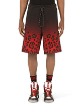 Jersey jogging shorts with leopard print -  | Dolce & Gabbana