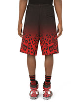 Jersey jogging shorts with leopard print -  | Dolce & Gabbana