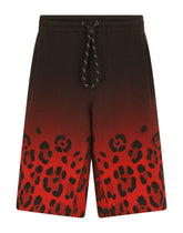 Jersey jogging shorts with leopard print -  | Dolce & Gabbana